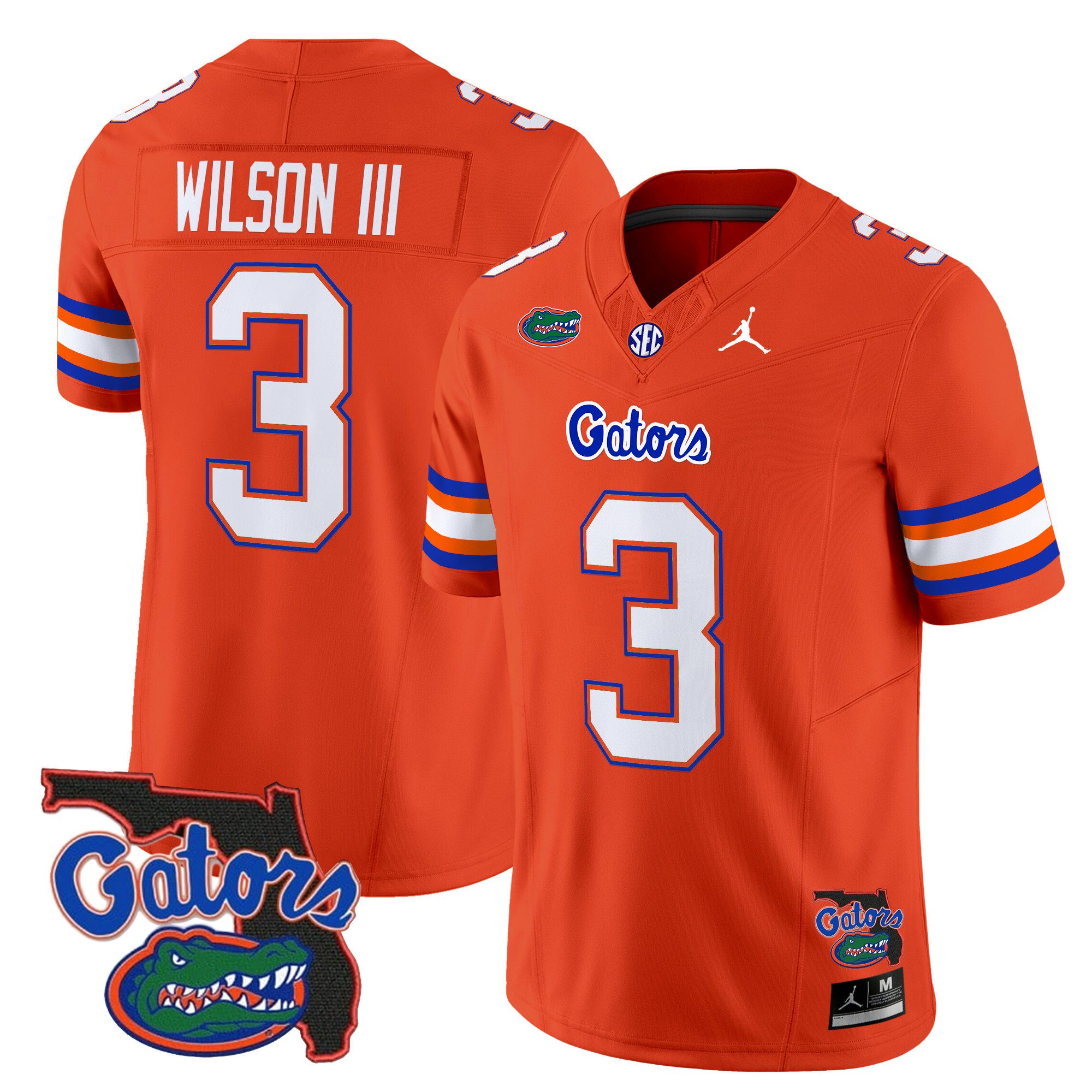 Men Florida Gators #3 Wilson iii Orange 2024 Florida Patch Vapor Limited NCAA Jersey